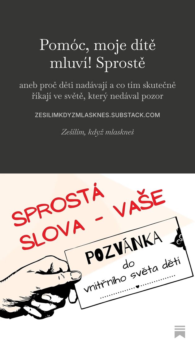 POMÓC, MOJE DÍTĚ MLUVÍ SPROSTĚ! článek o průvodci vnitřním světem dětí